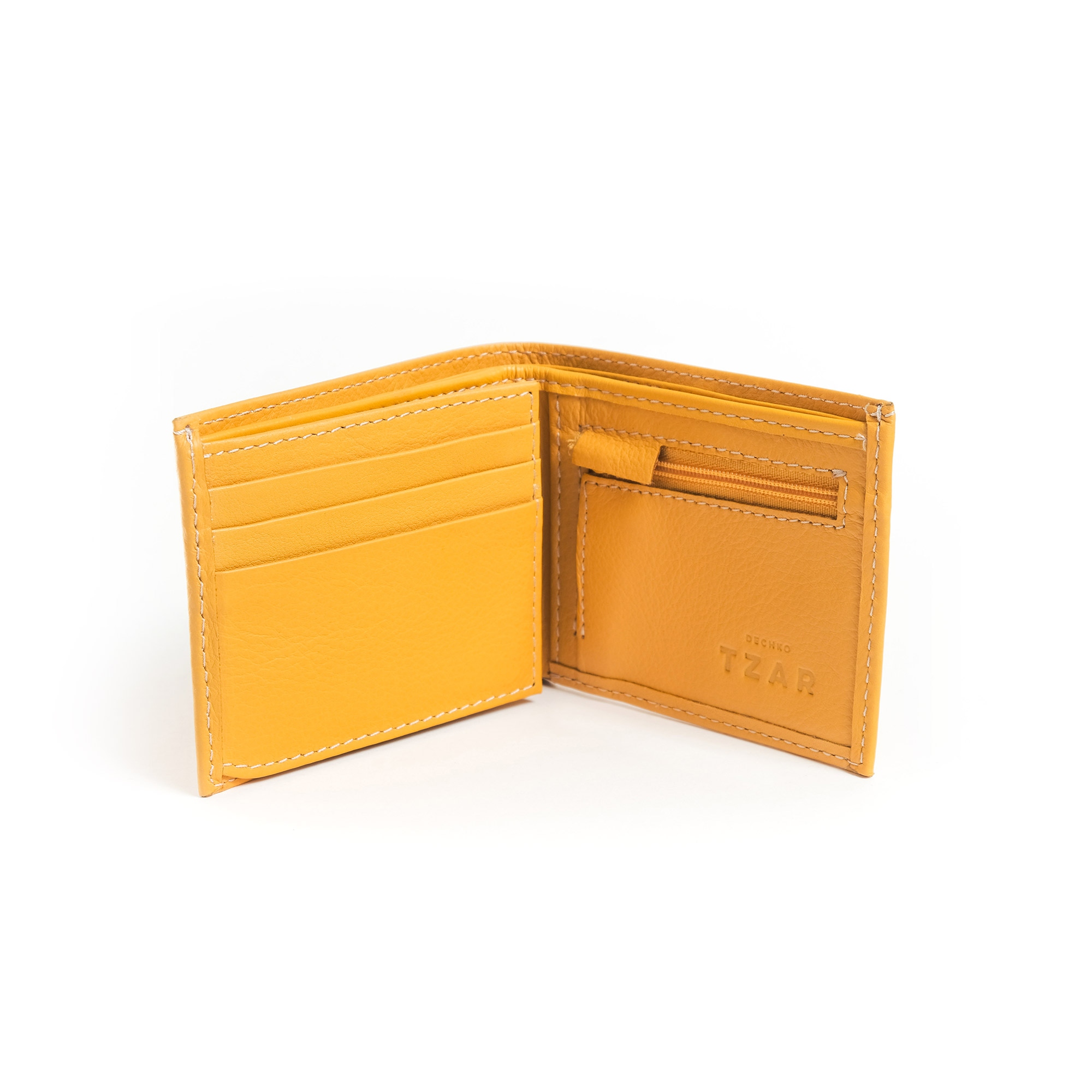 Path, small yellow leather wallet - DechkoTzar